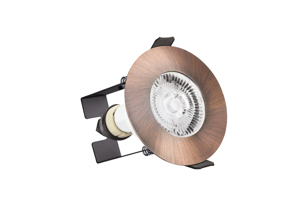 Integral ILDLFR70D048 Integral LED Evofire Fire Rated Downlight Round + GU10 Holder & Insulation Guard - MR16/GU10 - Copper 1