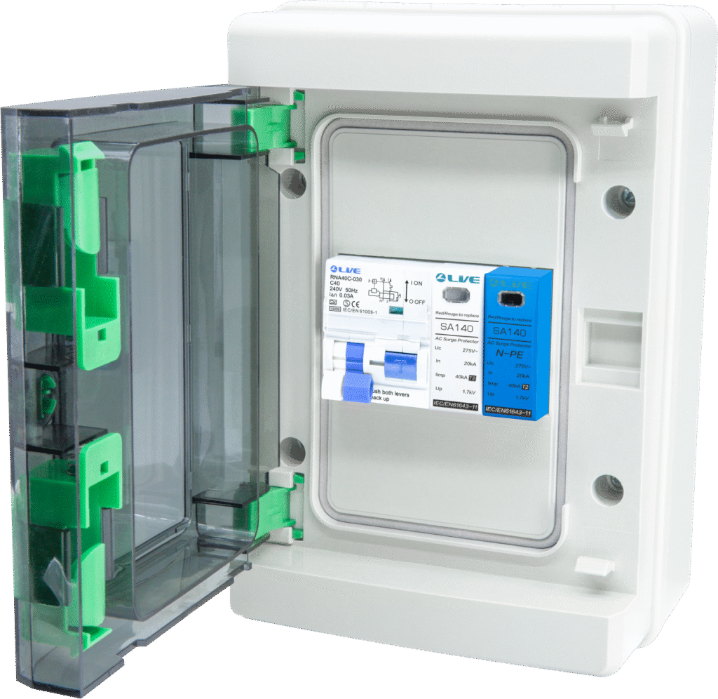 Live Electrical Electric Vehicle Surge Unit C32 RCBO & SPD