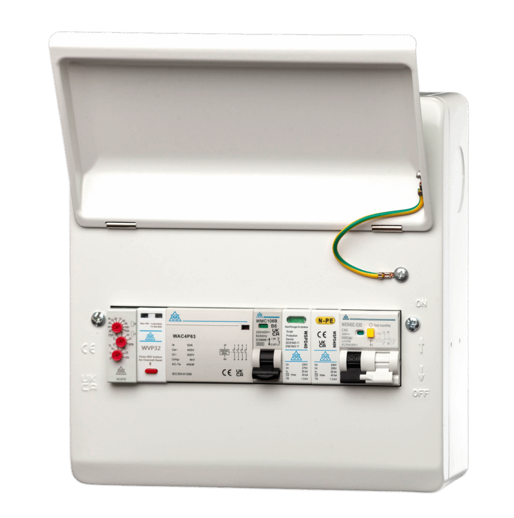 WCED WMEPME10/LB PME Fault Detection Unit with Load Management 10 Mod c/w C40 RCBO Relays and SPD 1